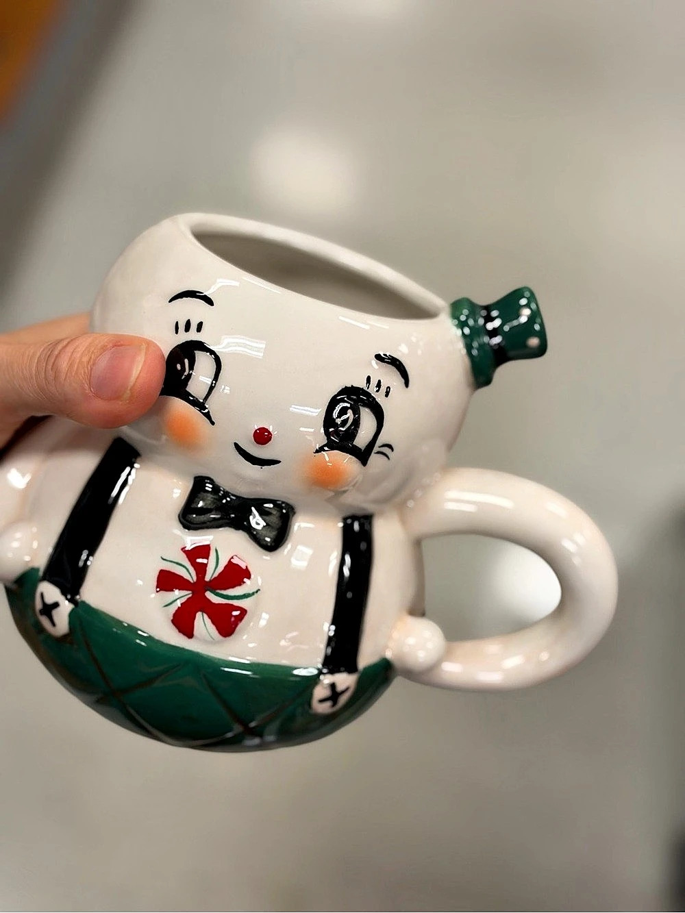 Snowman Mug White & Green